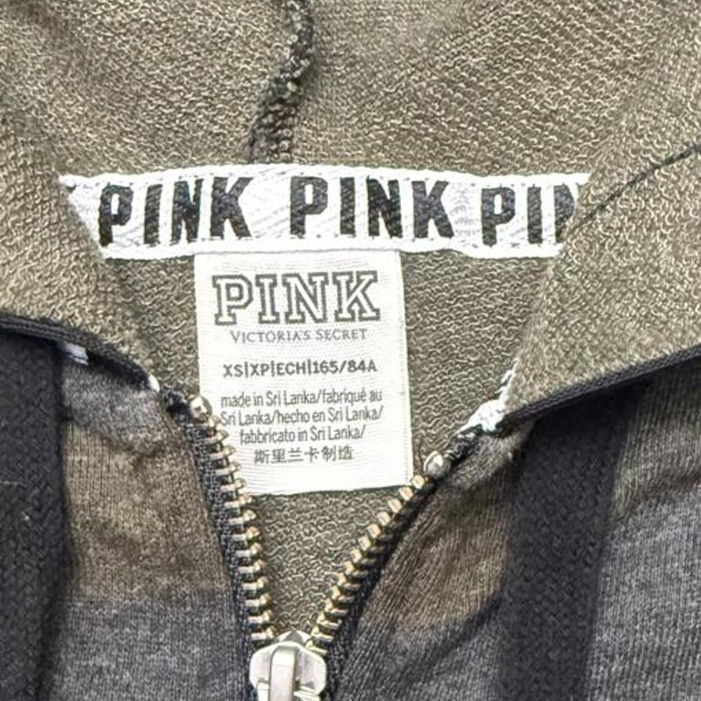 Y2K Victoria's Secret PINK bling hoodie Camo Sequin Zip Up gold sequin Size XS - Picture 5 of 6